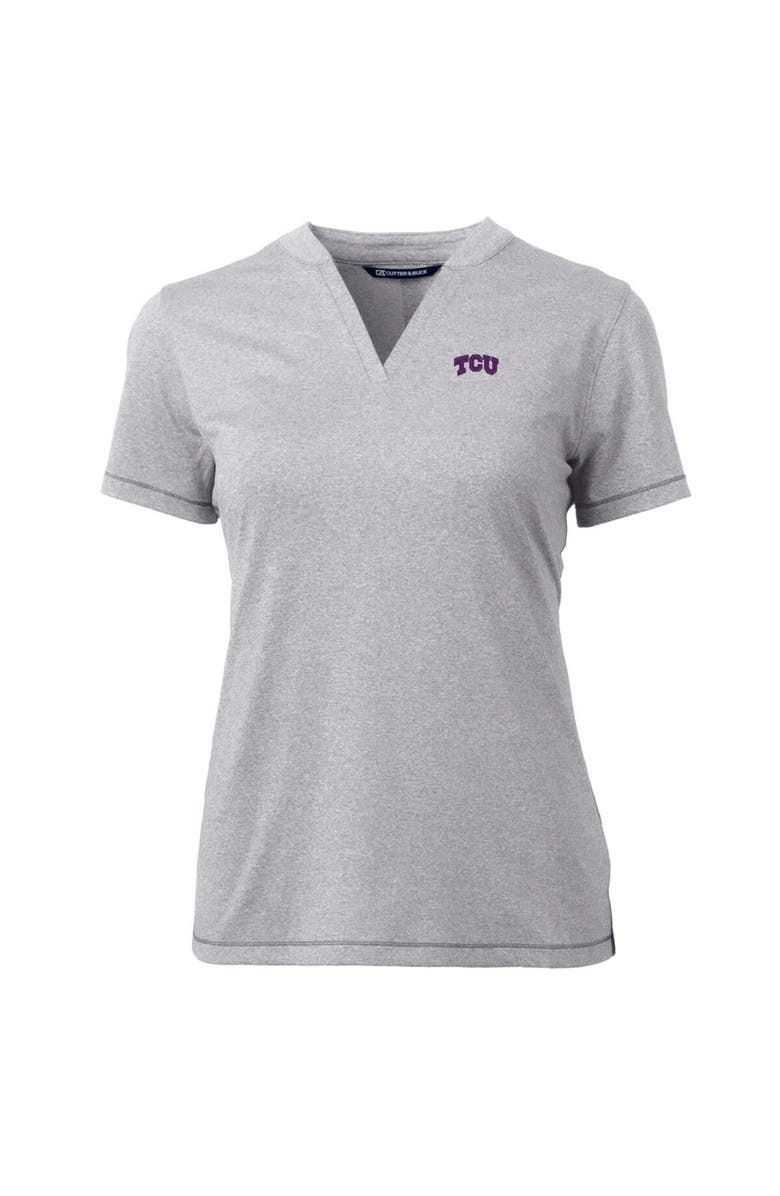 Cutter & Buck Women's Cutter & Buck Heather Gray TCU Horned Frogs Forge Blade V-Neck Top, Alternate, color, 