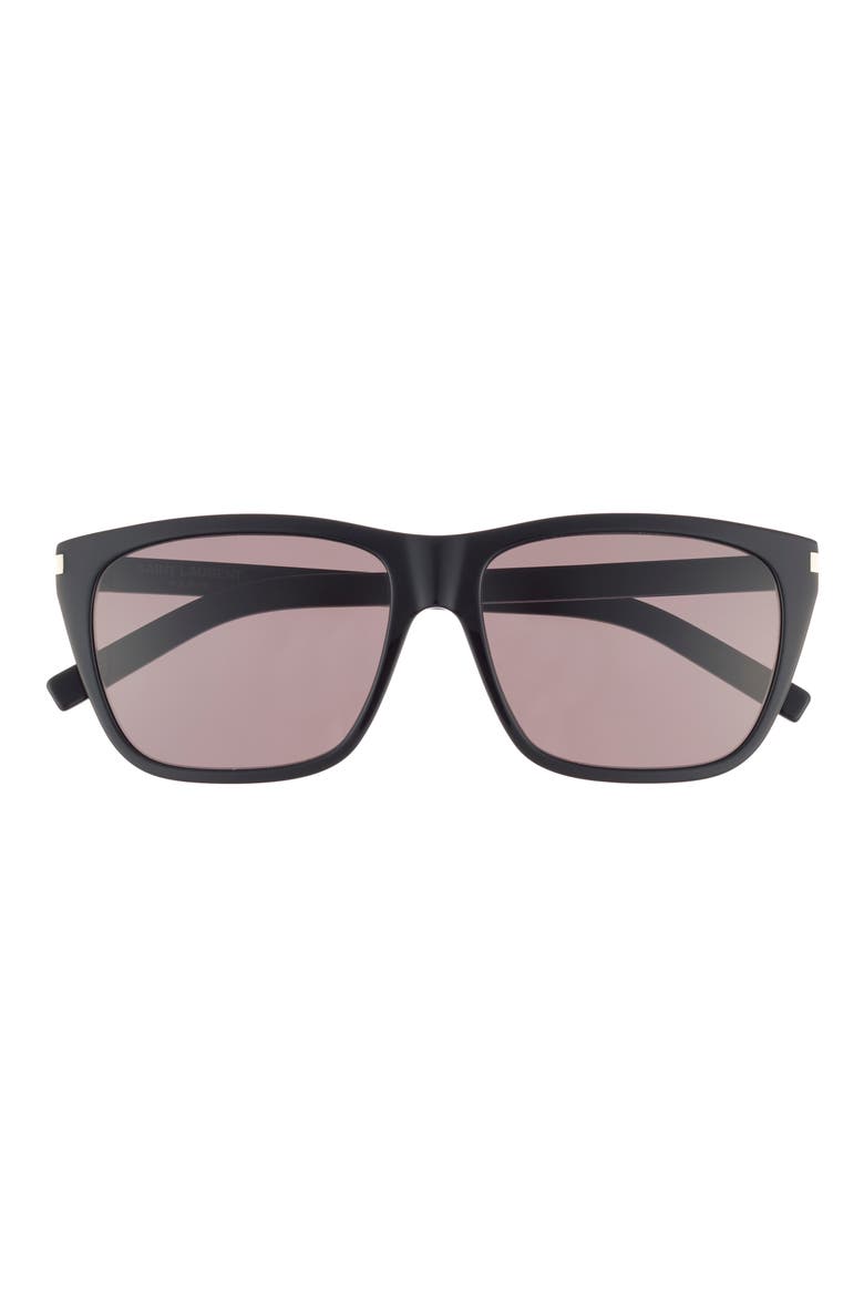 57mm Square Sunglasses, Main, color, BLACK BLACK BLACK
