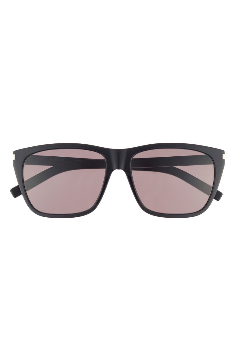 Saint Laurent 57mm Square Sunglasses, Main, color, Black Black Black