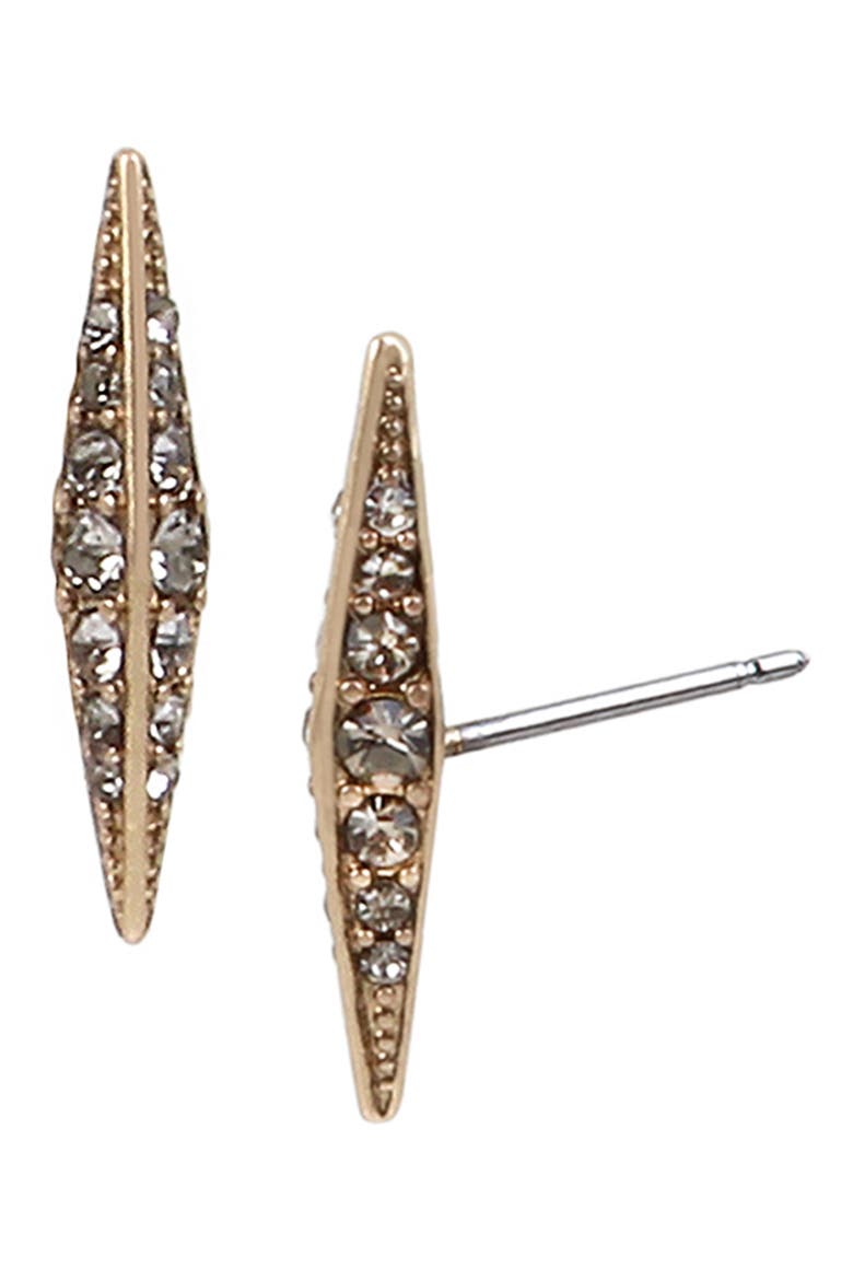 Pavé Point Stud Earrings, Main, color, WARM BRASS/ BLACK DIAMOND