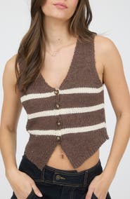 Blu Pepper Stripe Crop Sweater Vest