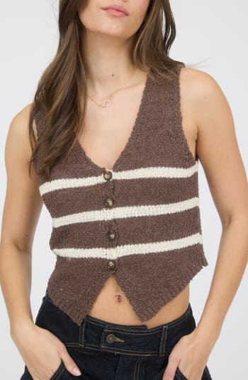 BLU PEPPER BLU PEPPER STRIPE CROP SWEATER VEST