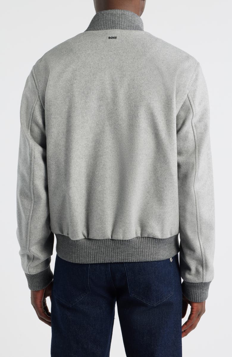 BOSS Charly Wool & Cashmere Melton Button-Up Jacket, Alternate, color, Silver