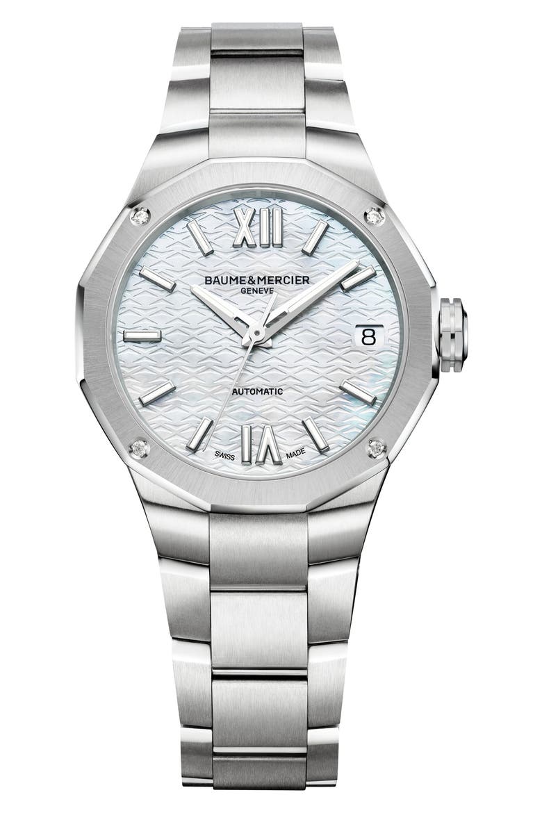 Riviera 10676 Diamond Automatic Bracelet Watch, 33mm, Main, color, STEEL