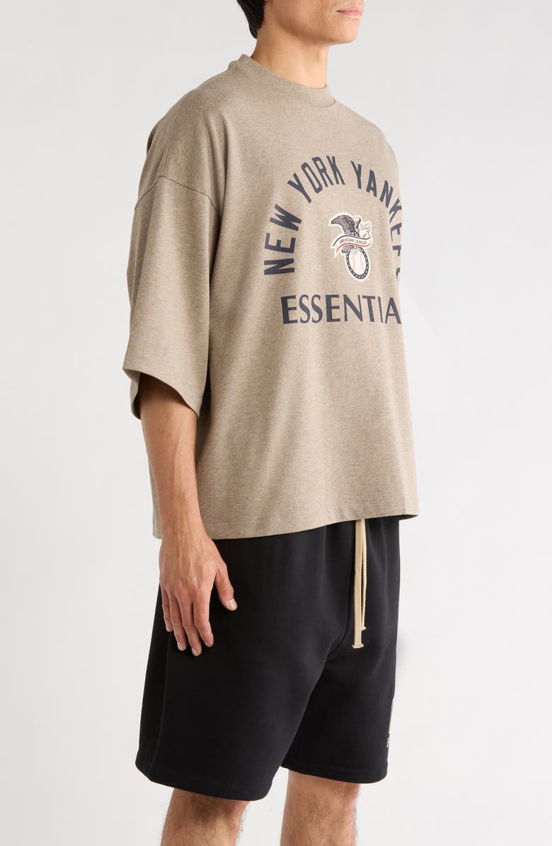 Fear of God Essentials x MLB Yankees American League Cotton Graphic T-Shirt, Alternate, color, Homestead Heather