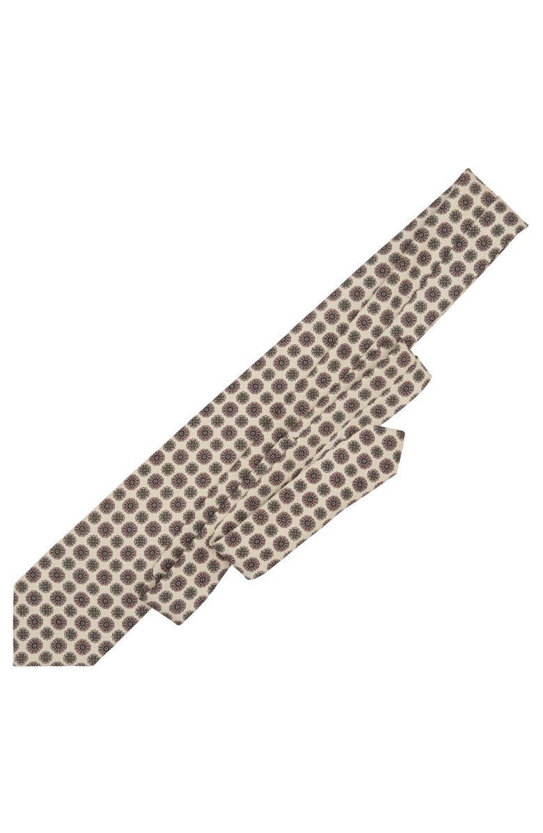 Elizabetta Claudius - Extra Long Printed Silk Tie for Men, Alternate, color, Cream