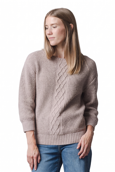 Women's Organic Boatneck Cable Sweater