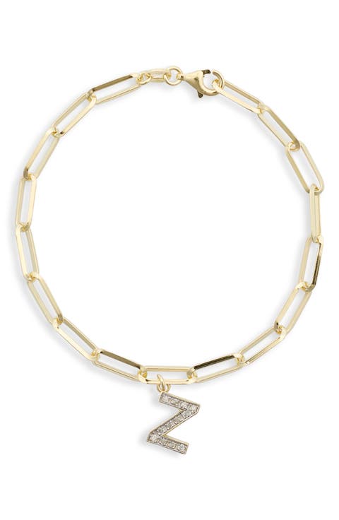 Diamond Initial Charm Bracelet
