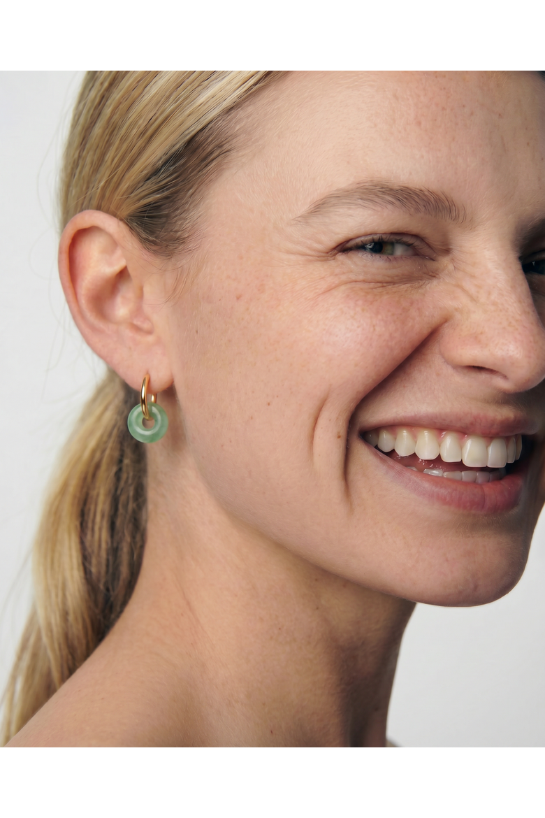 Marlo Green jade stone hoop earrings, Alternate, color, Green
