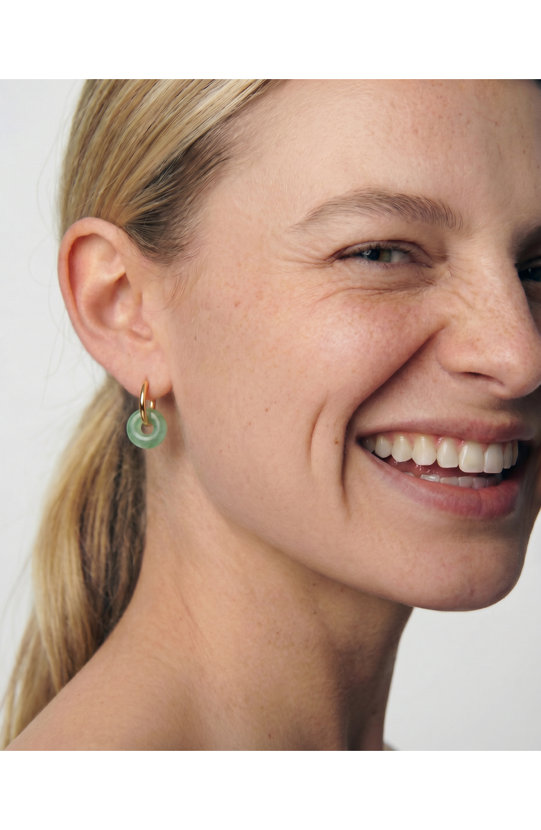 seree Marlo Green jade stone hoop earrings, Alternate, color, Green