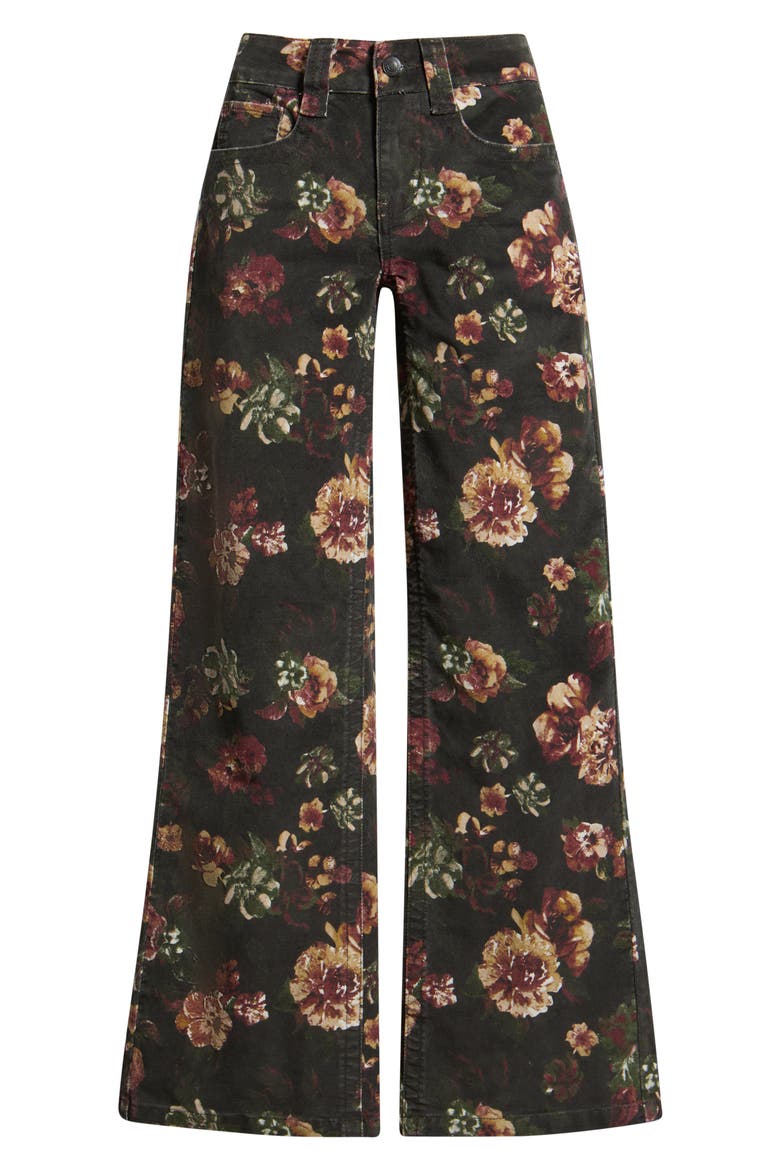 Floral Printed Low Rise Wide Leg Corduroy Pants, Alternate, color, VINTAGE BROWN