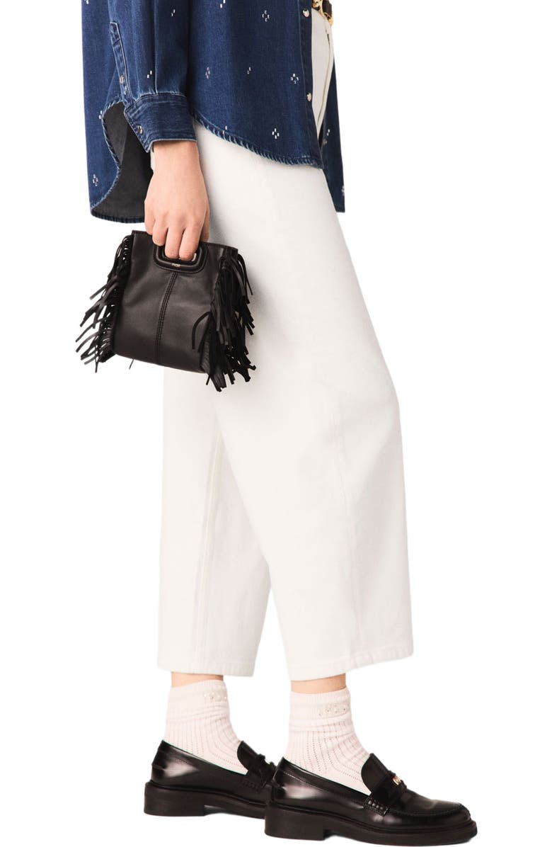 maje Mini M bag in smooth leather, Alternate, color, Black