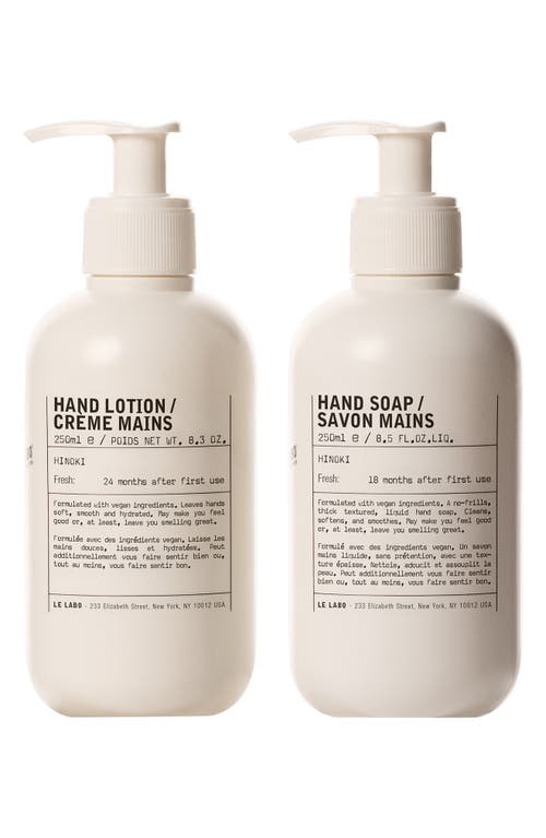 Le Labo Hinoki Hand Lotion & Hand Soap Set In Transparent