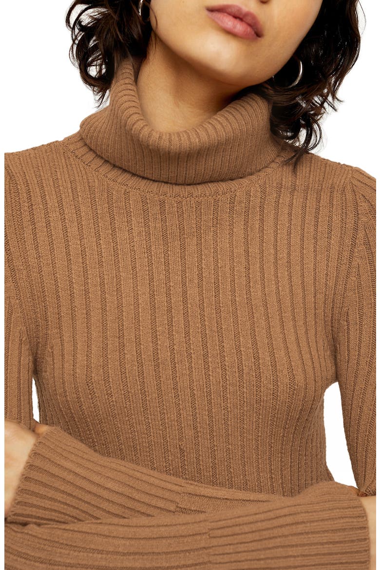 Turtleneck Long Sleeve Sweater Dress, Alternate, color, CAMEL