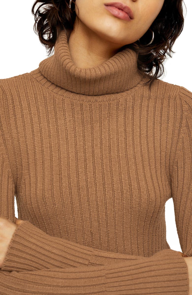 Topshop Turtleneck Long Sleeve Sweater Dress, Alternate, color, 