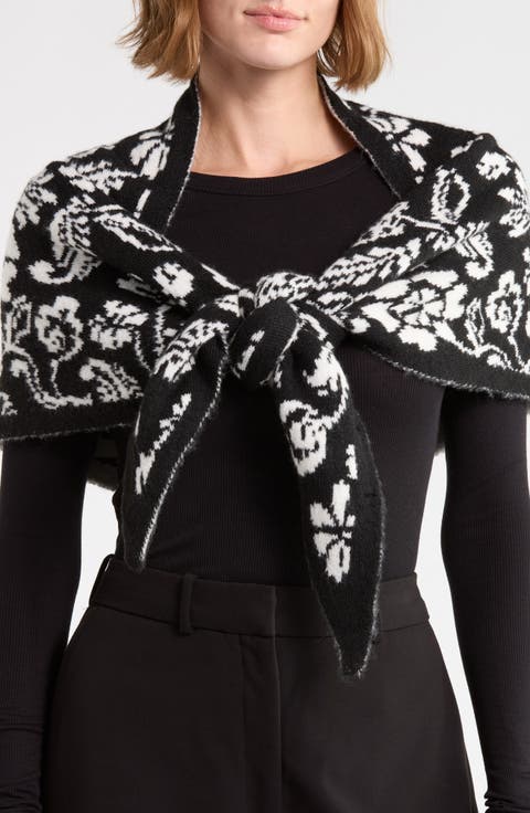 Folk Floral Jacquard Triangle Scarf