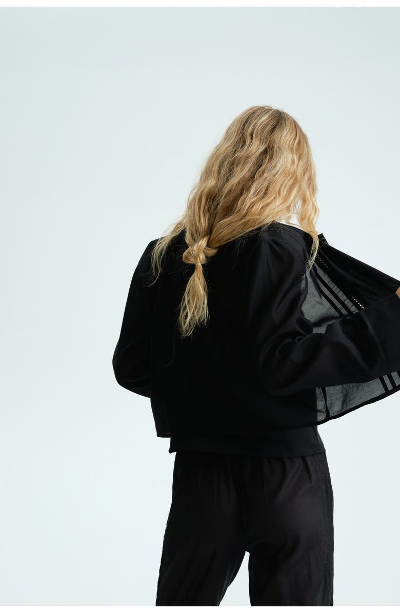 H&M Pintucked Pyjama Shirt, Alternate, color, Black