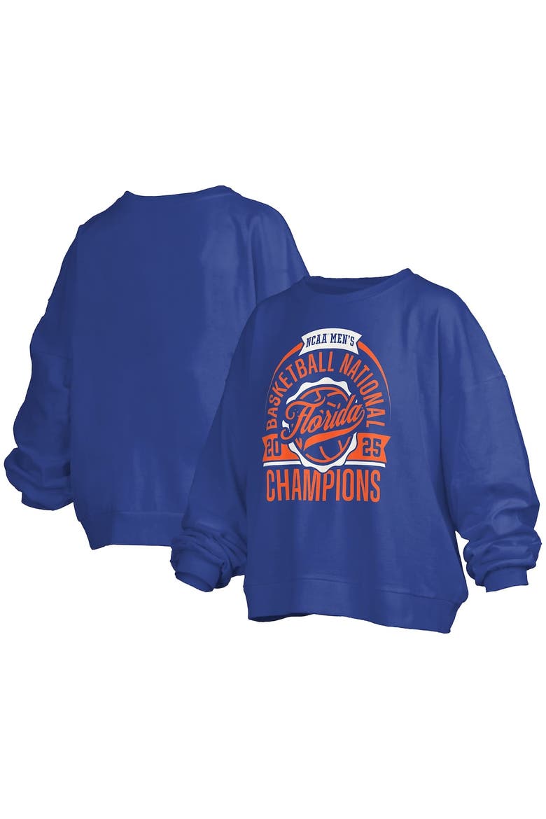 Women's Pressbox Royal Florida Gators 2025 NCAA Men's Basketball National Champions Barkley Janice Oversized Fleece Pullover Sweatshirt, Main, color, Royal