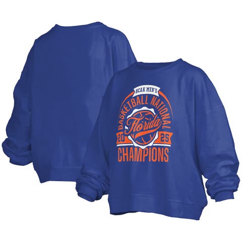 Women's Pressbox Royal Florida Gators 2025 NCAA Men's Basketball National Champions Barkley Janice Oversized Fleece Pullover Sweatshirt