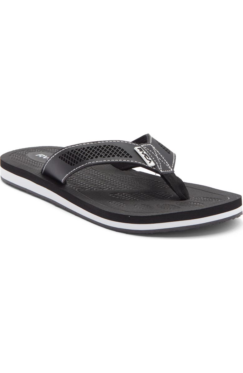 RVCA Perforated Flip Flop Sandal, Main, color, Black