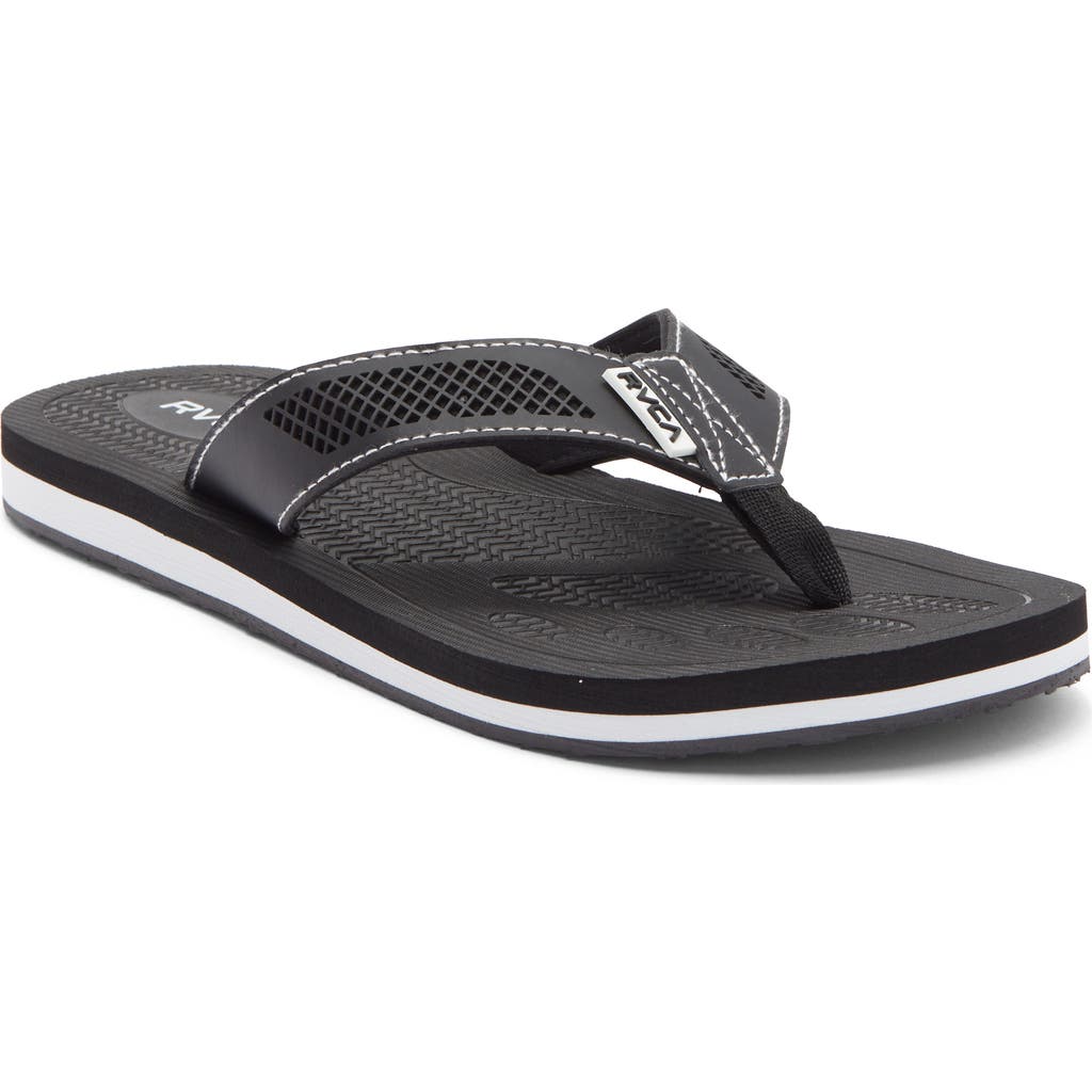 Rvca Perforated Flip Flop Sandal In Black