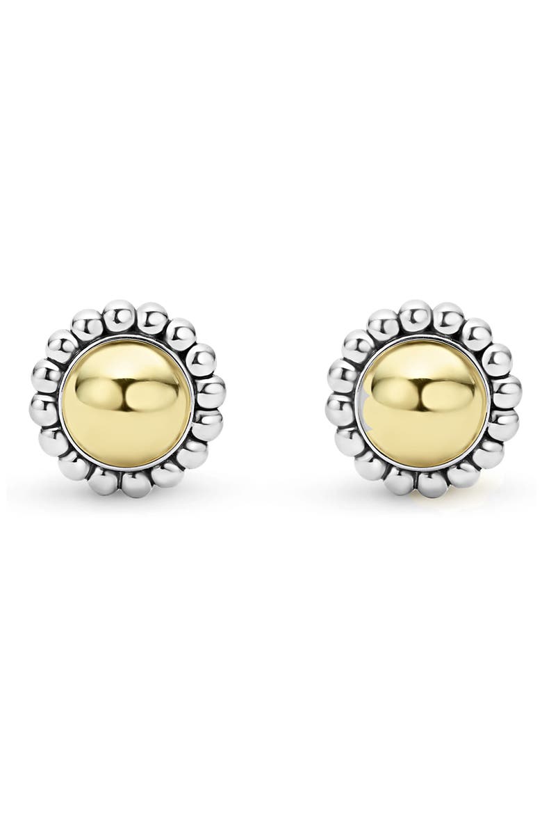 High Bar Caviar Round Stud Earrings, Main, color, TWO-TONE