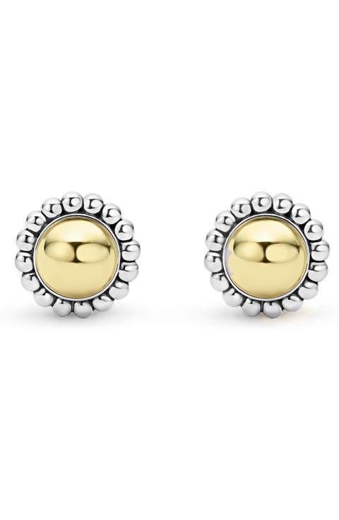High Bar Caviar Round Stud Earrings