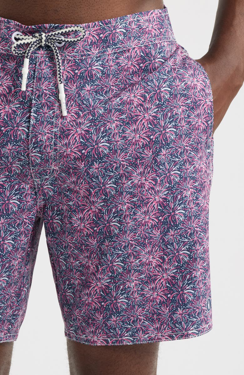 johnnie-O Star Spangled Swim Trunks, Alternate, color, Punch