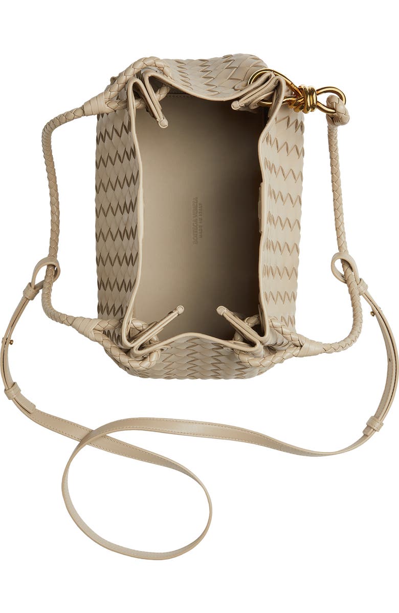 Bottega Veneta Small Parachute Intrecciato Leather Shoulder Bag, Alternate, color, 9614 Ecru-Muse Brass