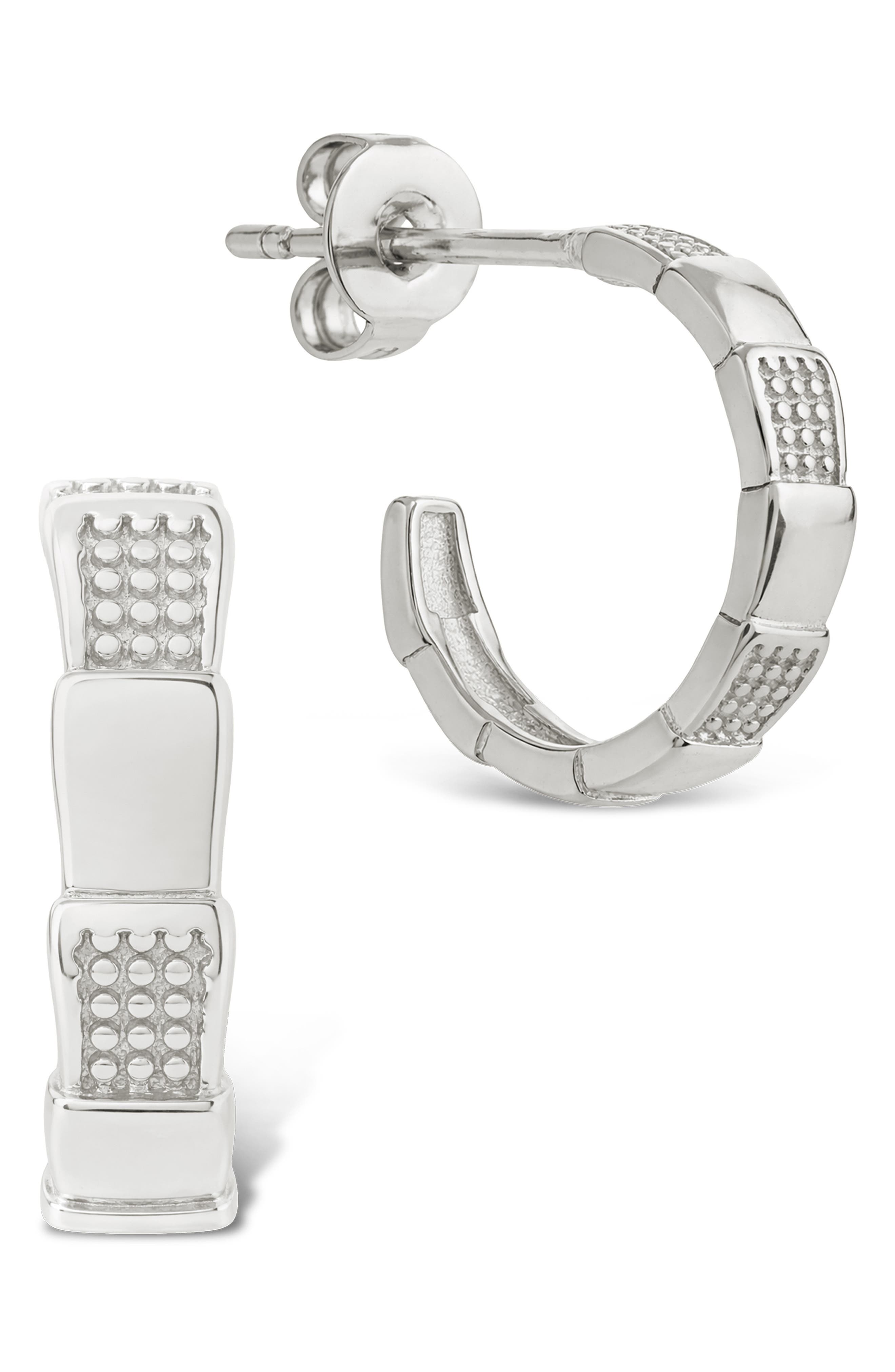 Sterling Forever Winifred Textured Hoop Earrings