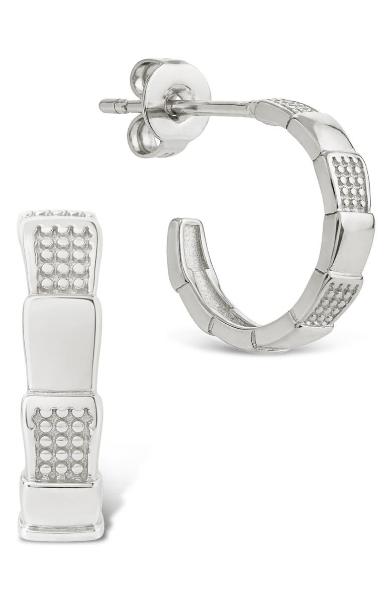 Sterling Forever Winifred Textured Hoop Earrings, Main, color, Silver