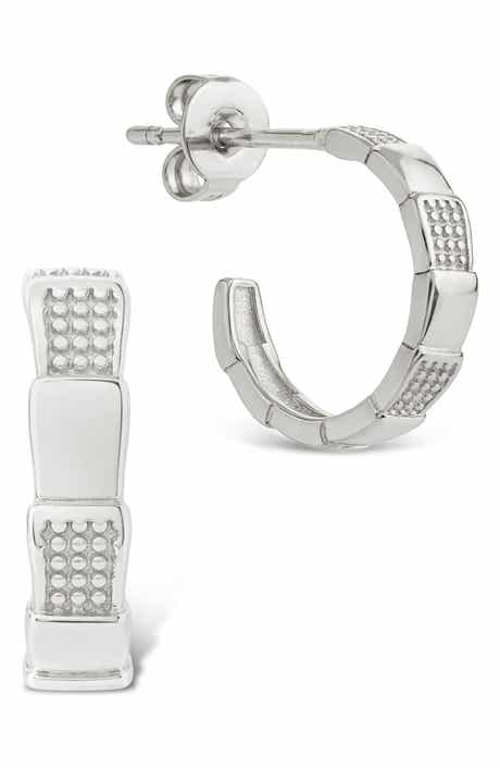 Sterling Forever Winifred Textured Hoop Earrings