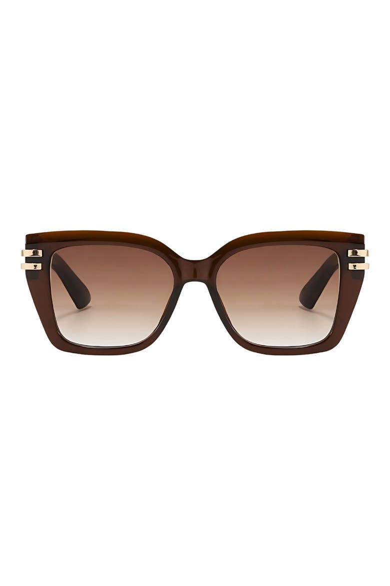 Paige 48mm Polarized Small Geometric Sunglasses, Main, color, BROWN / BROWN
