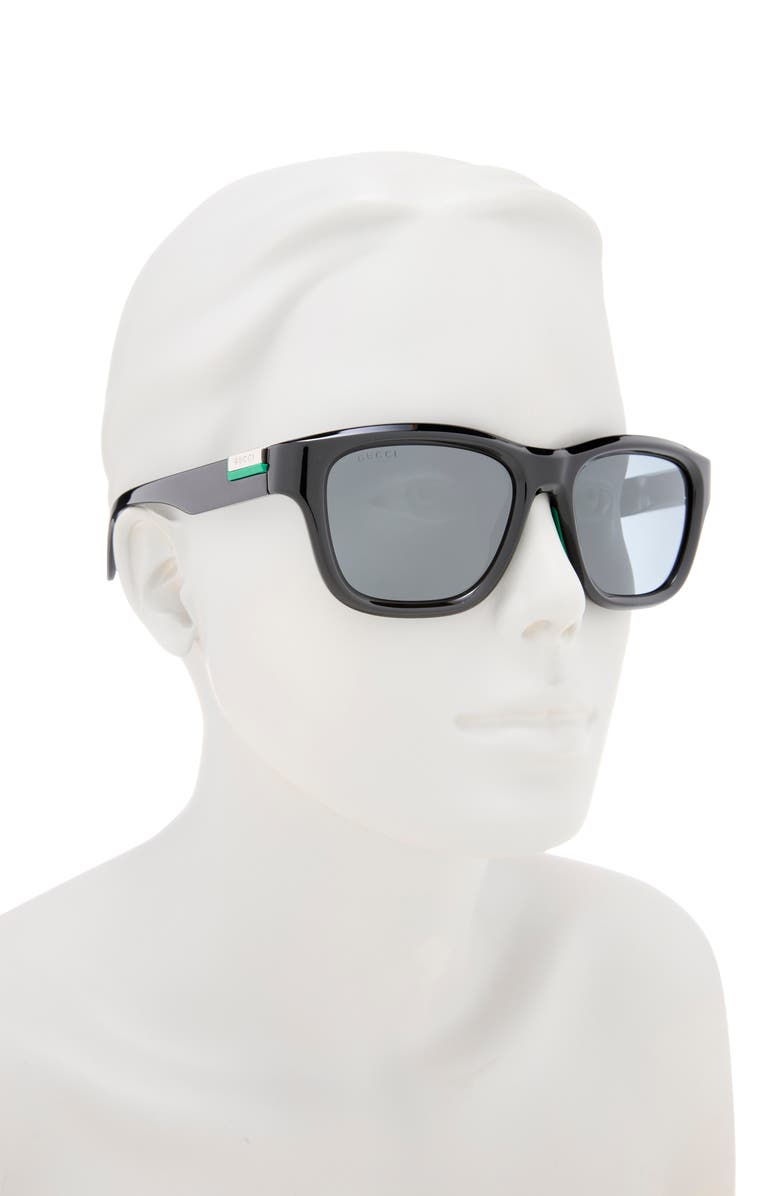 Gucci 54mm Mirrored Square Sunglasses, Alternate, color, Black Black Grey