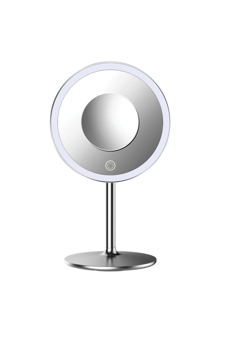 Luxe Tri-Tone LED Makeup Mirror, Main, color, Silver