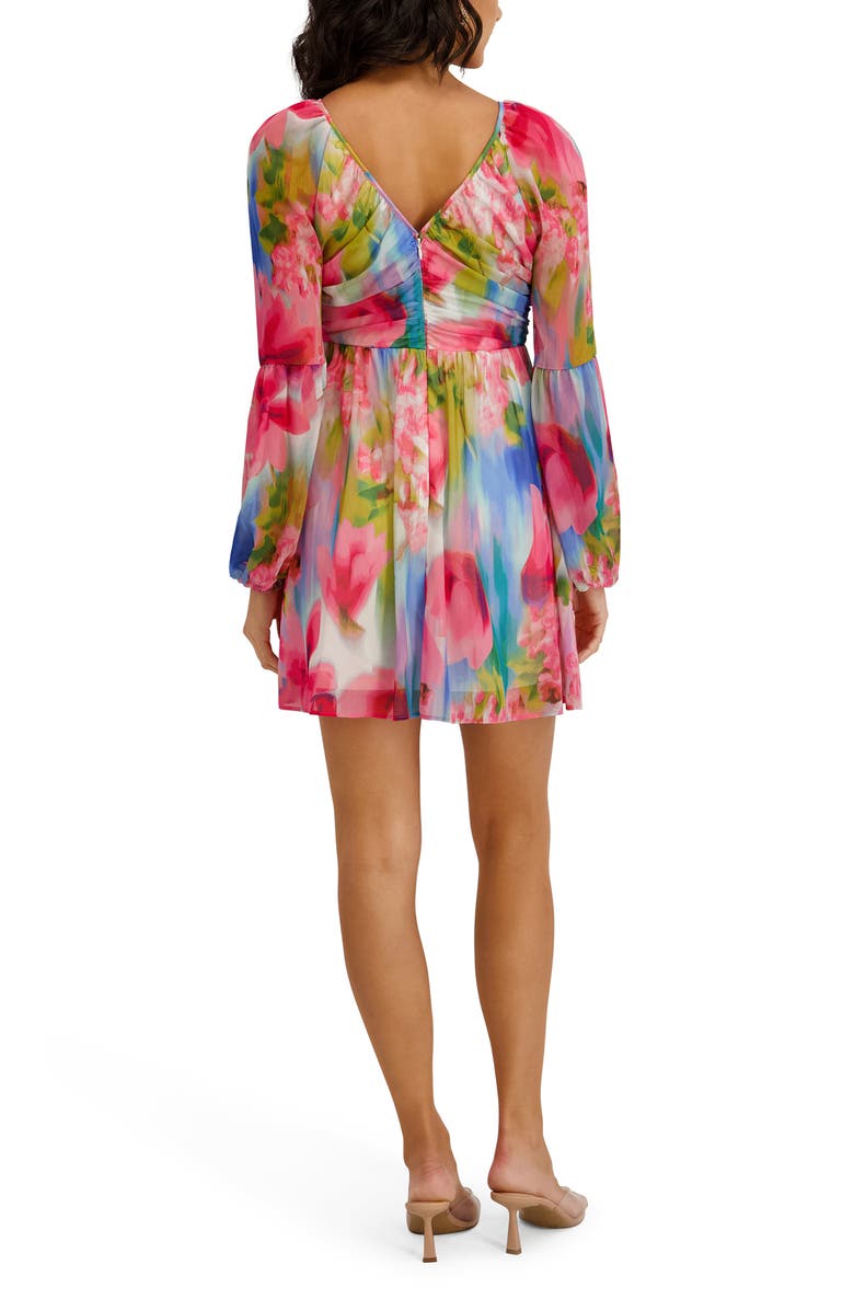 Kensie Floral Chiffon Minidress, Alternate, color, Pink Multi