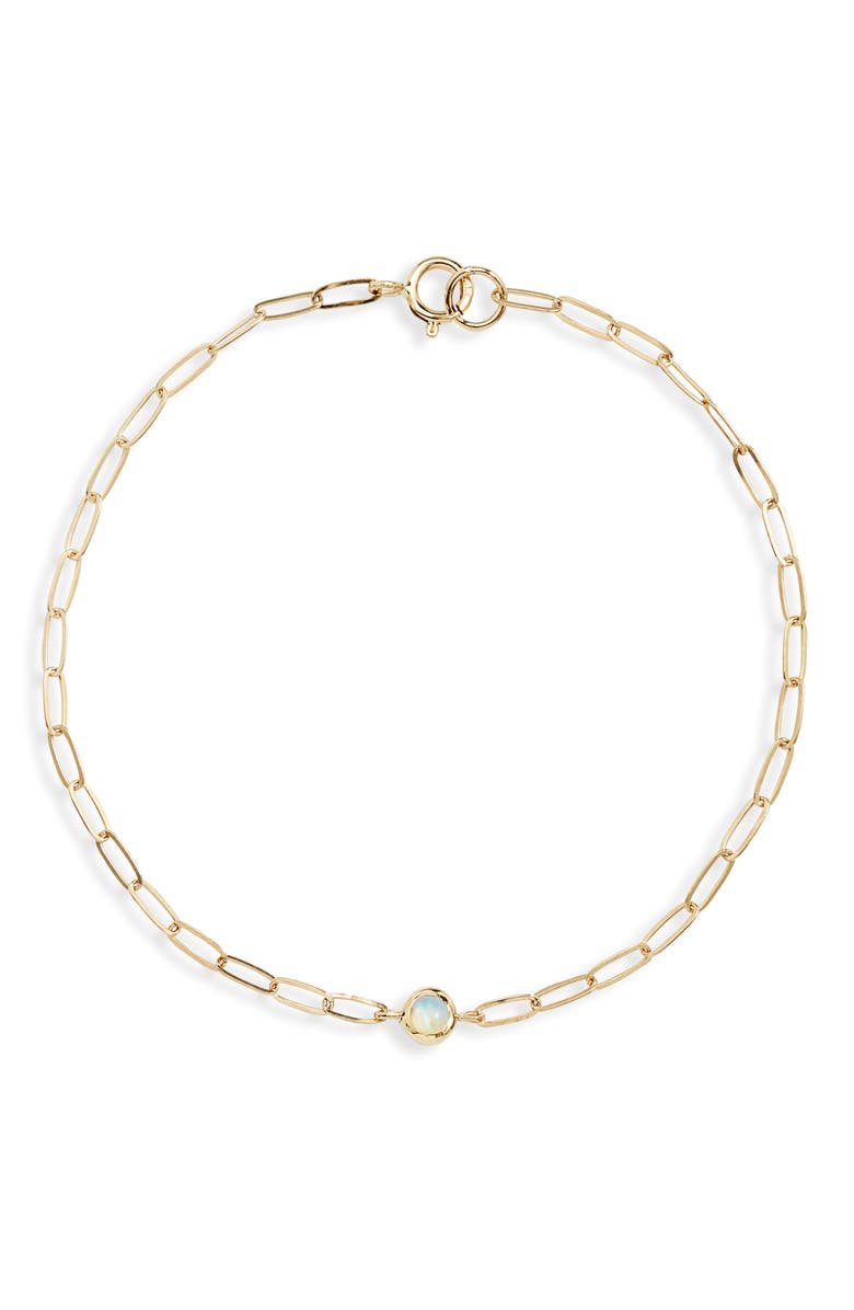 Anzie Bezel Pendant Bracelet, Main, color, Opal White