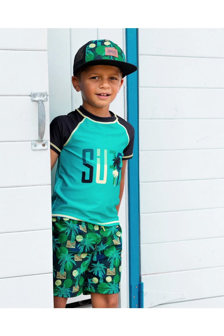 Boy's Printed Cap Green Jungle On Black, Alternate, color, Green Jungle On Black