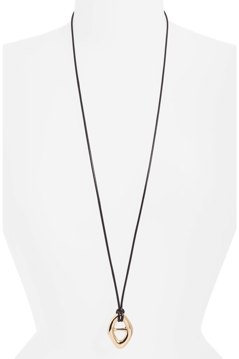 Convex Slider Cord Pendant Necklace, Alternate, color, BLACK- GOLD