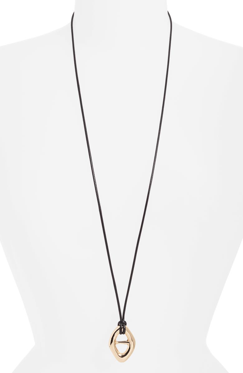 Open Edit Convex Slider Cord Pendant Necklace, Alternate, color, Black- Gold