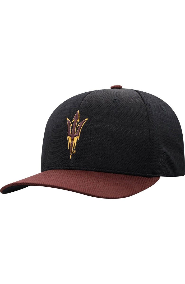 TOP OF THE WORLD Men's Top of the World Black/Maroon Arizona State Sun Devils Two-Tone Reflex Hybrid Tech Flex Hat, Alternate, color, 