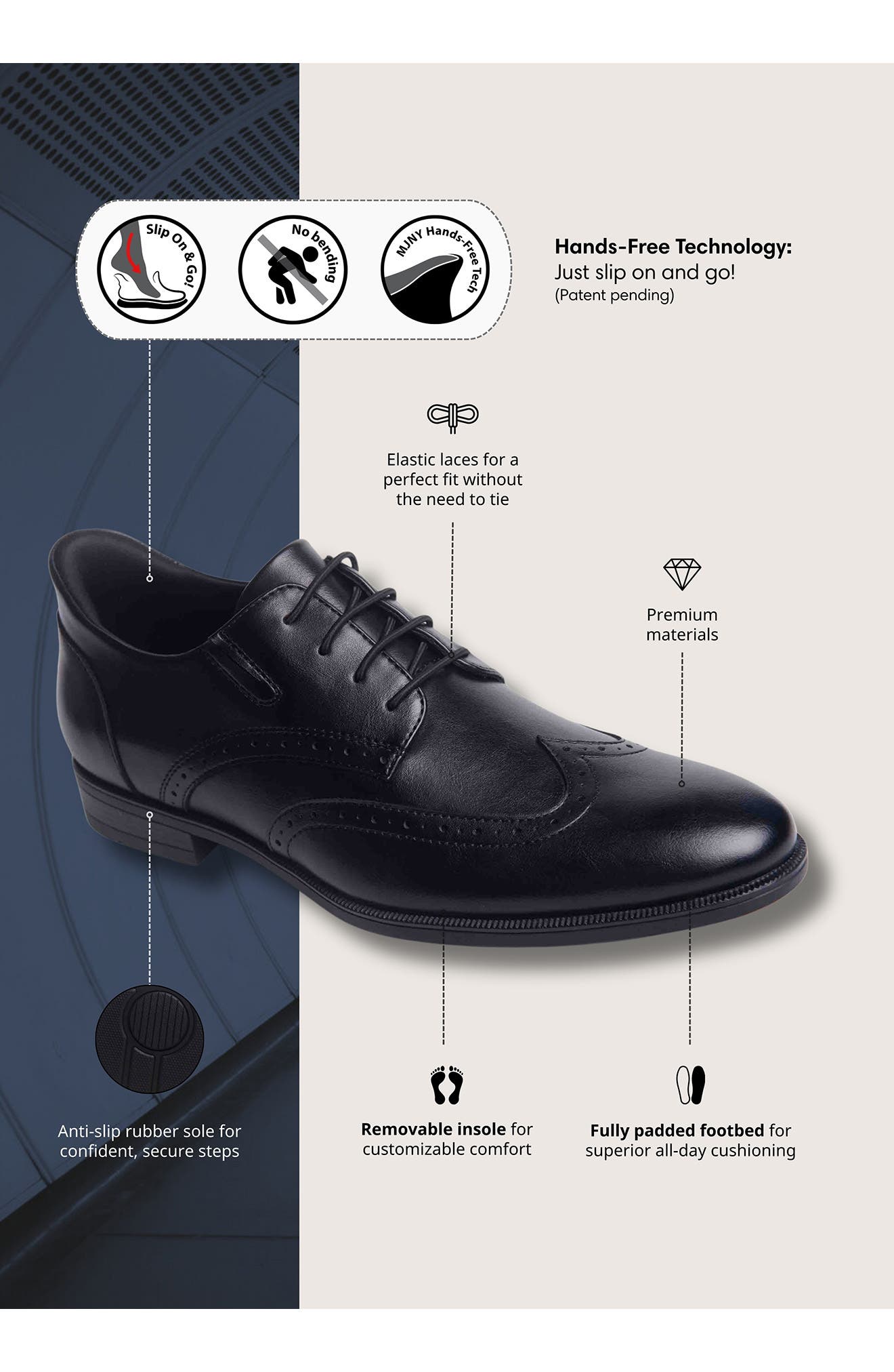 Marc Joseph New York Howard Street Wingtip Dress Oxford, Alternate, color, Black