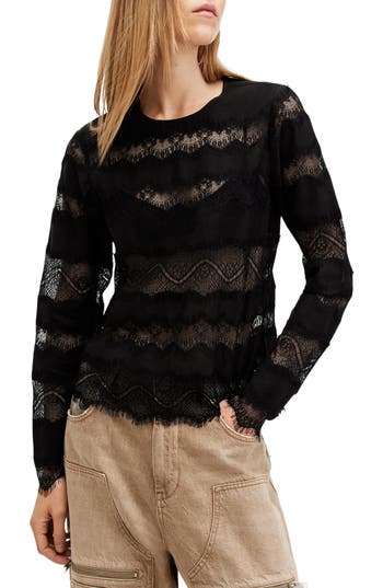 Allsaints Tiff Lace Panelled Sheer Top