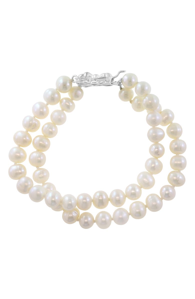 EFFY Sterling Silver Freshwater Pearl Double Strand Bracelet, Main, color, White