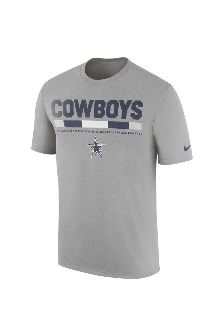 Men's Nike Heather Gray Dallas Cowboys Sideline Legend Staff Performance T-Shirt, Main, color, Heather Gray