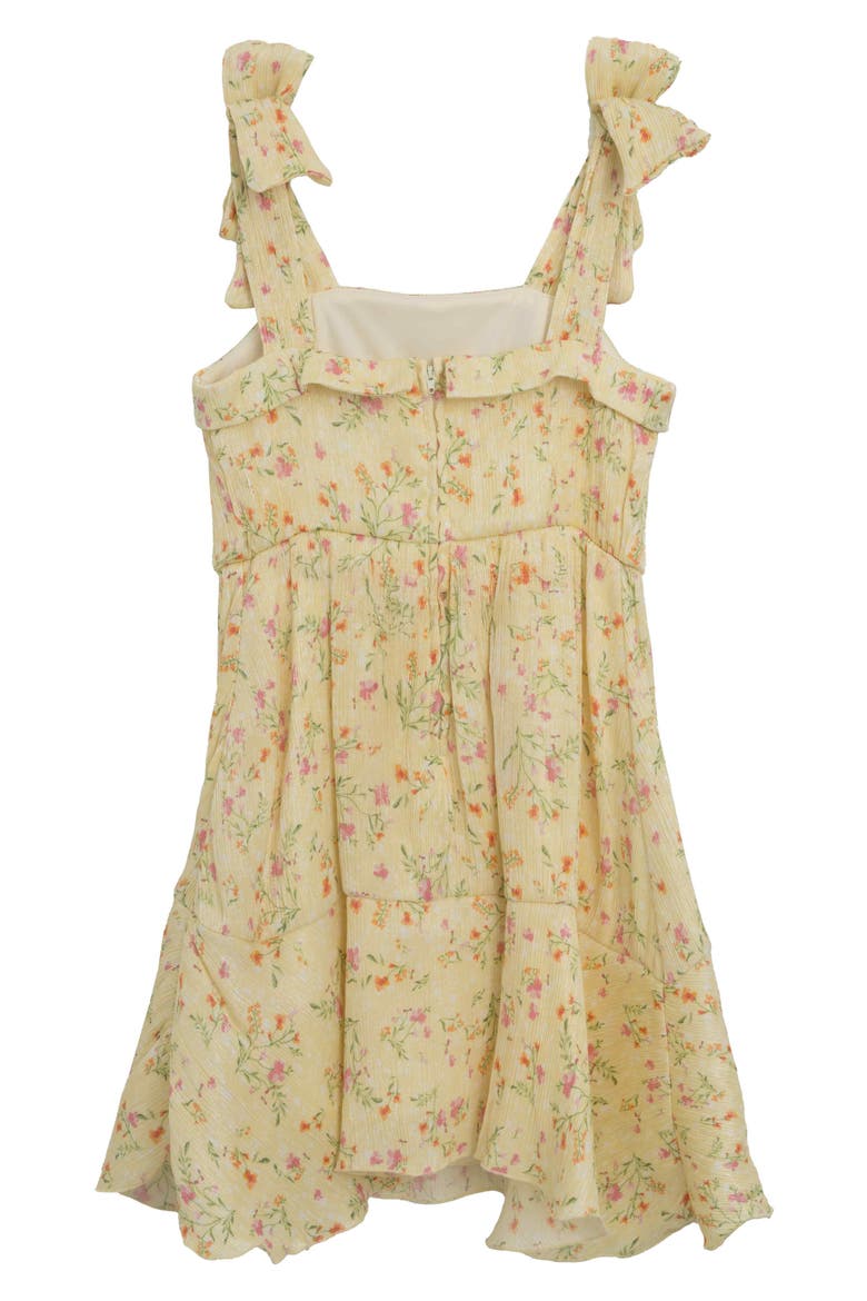 Kids' Floral Bow Strap Dress, Alternate, color, YELLOW/ PINK