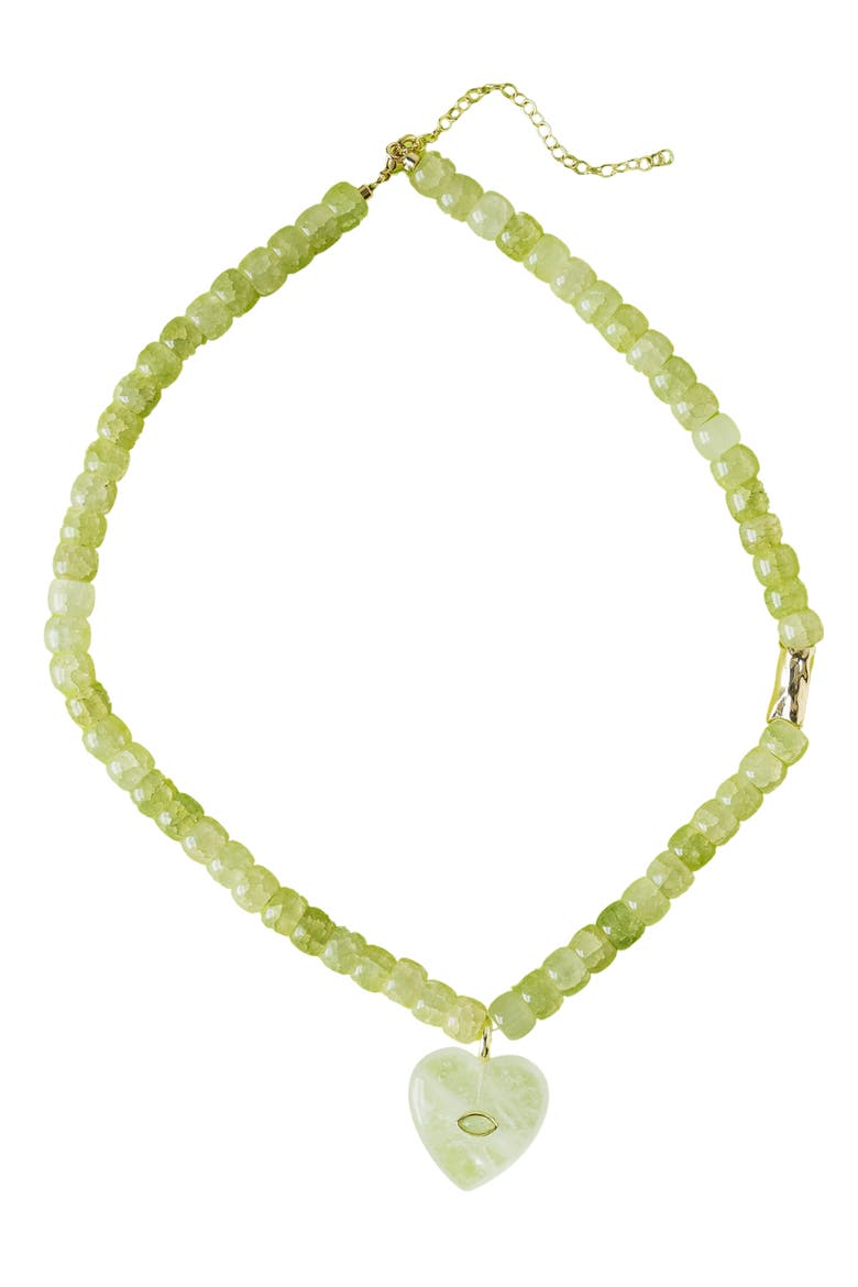 Limoncello Beaded Heart Pendant Necklace, Main, color, GREEN