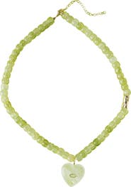 MacRae & Co. Limoncello Beaded Heart Pendant Necklace