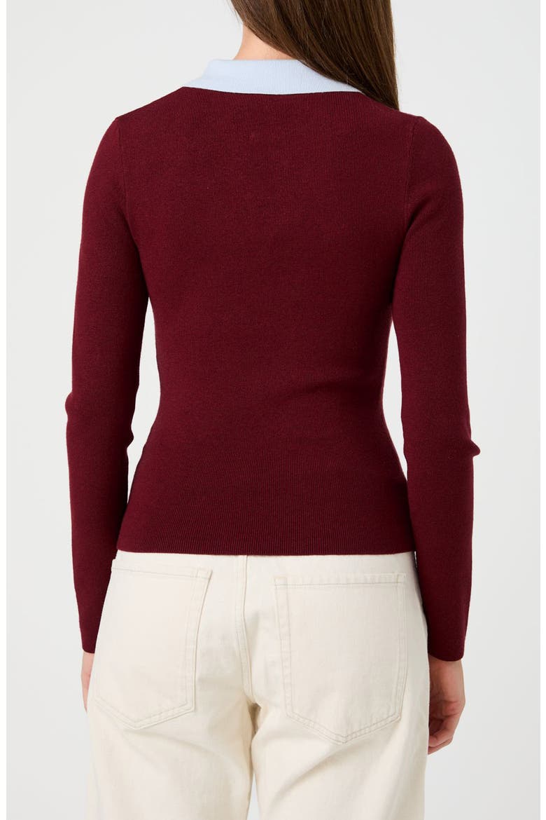 Keyhole Collar Sweater, Alternate, color, BURGUNDY/ BLUE