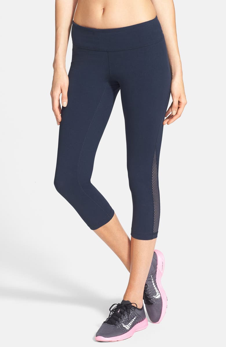 Zella 'Live In - Streamline' Mesh Detail Capris, Main, color, 
